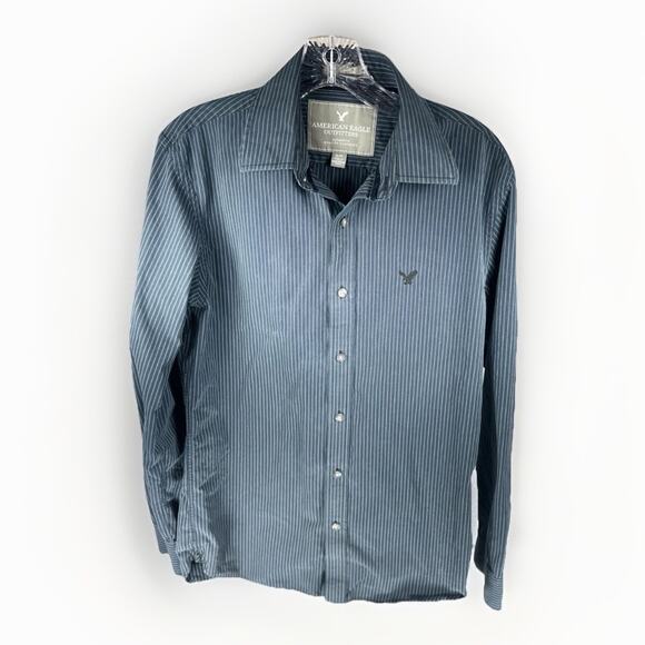 American Eagle Outfitters Men’s Button-Down Shirt Blue Pinstripe Size Small - Picture 1 of 7